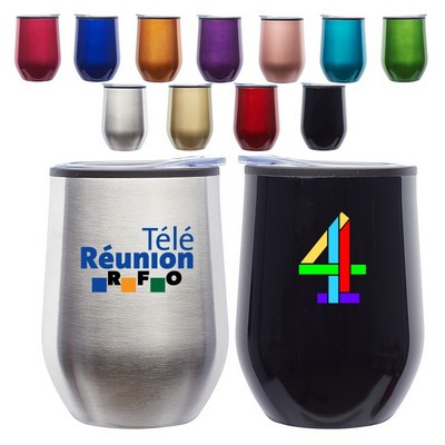 USA Printed 12 oz Double Wall Insulated Travel Mugs with Lid