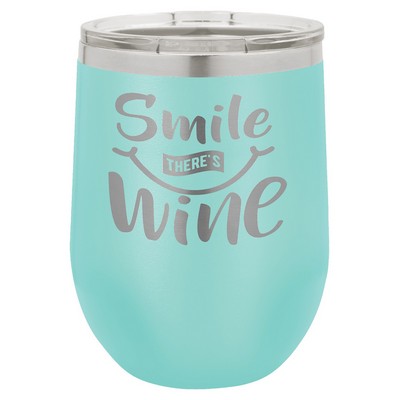 Teal Polar Camel™ 12 oz Stemless Wine Tumbler with a Clear Lid